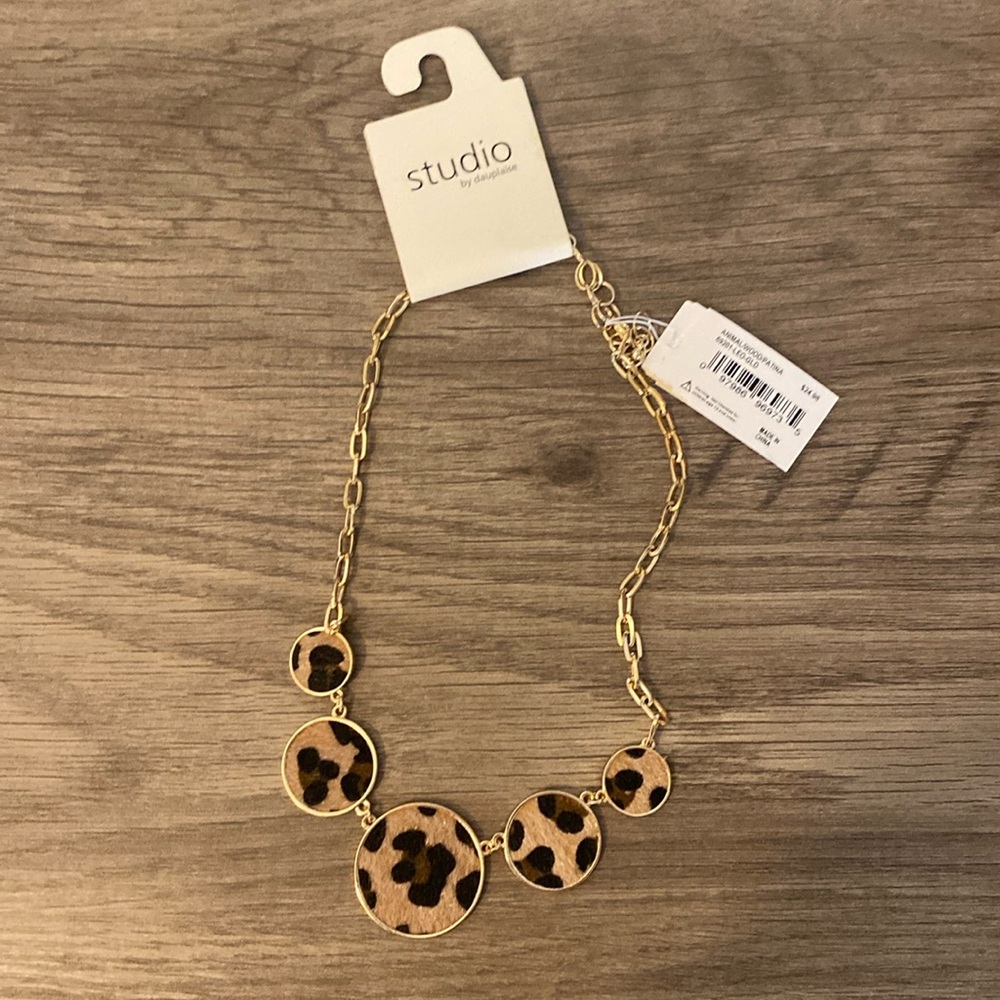 Studio leopard print necklace NWT